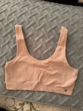 Lucky Brand Blush Pink Ribbed Seamless Sports Bra